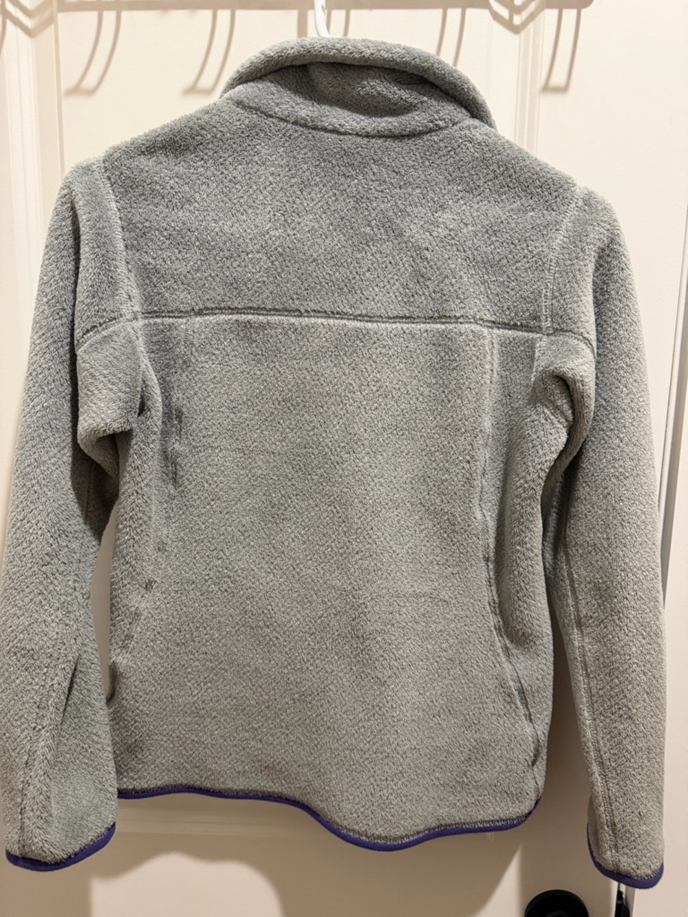 Patagonia Gray Fleece Pullover with Purple Trim - Picture 3 of 5